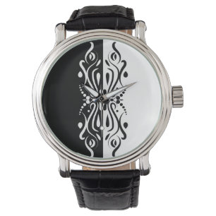 Elegant Black & White Abstracte Harlequin Style Horloge