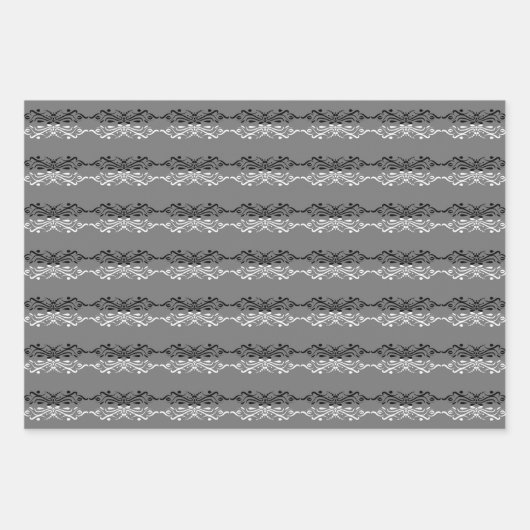 Elegant Black & White Abstracte Harlequin Style Inpakpapier Vel (Voorkant 3)