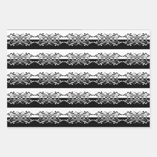 Elegant Black & White Abstracte Harlequin Style Inpakpapier Vel (Voorkant 2)