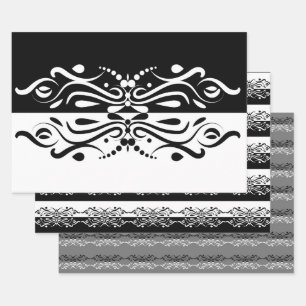 Elegant Black & White Abstracte Harlequin Style Inpakpapier Vel