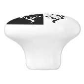 Elegant Black & White Abstracte Harlequin Style Keramische Knop (Zijkant)