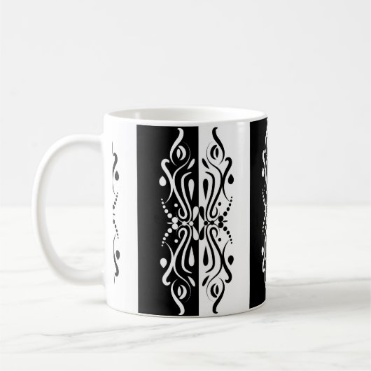Elegant Black & White Abstracte Harlequin Style Koffiemok (Links)