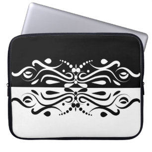 Elegant Black & White Abstracte Harlequin Style Laptop Sleeve