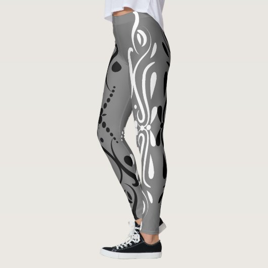 Elegant Black & White Abstracte Harlequin Style Leggings (Links)