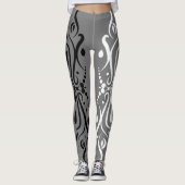 Elegant Black & White Abstracte Harlequin Style Leggings (Voorkant)
