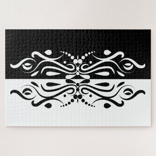 Elegant Black & White Abstracte Harlequin Style Legpuzzel (Horizontaal)