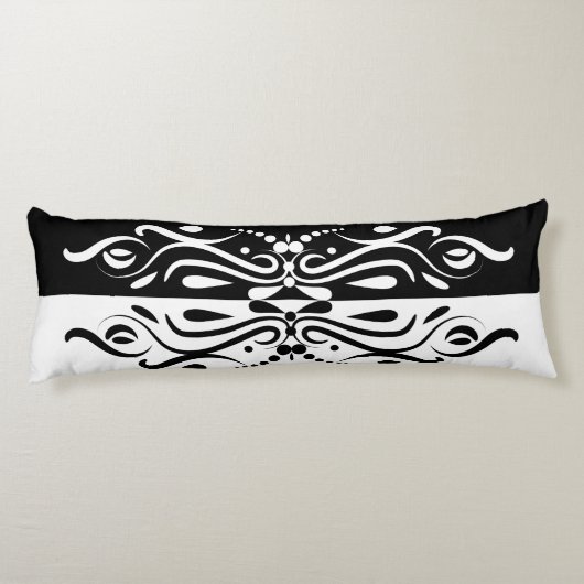 Elegant Black & White Abstracte Harlequin Style Lichaamskussen (Achterkant)