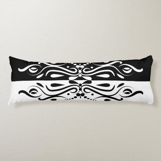 Elegant Black & White Abstracte Harlequin Style Lichaamskussen (Voorkant)