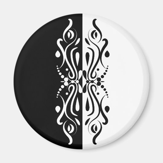 Elegant Black & White Abstracte Harlequin Style Magneet (Voorkant)