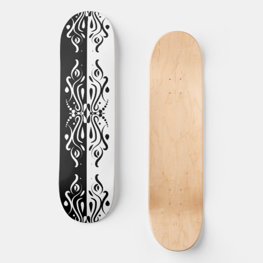 Elegant Black & White Abstracte Harlequin Style Persoonlijk Skateboard (Voorkant)