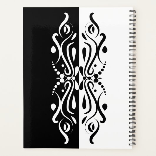 Elegant Black & White Abstracte Harlequin Style Planner (Achterkant)