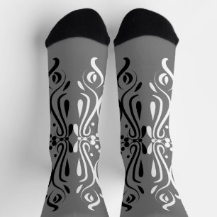 Elegant Black & White Abstracte Harlequin Style Sokken