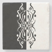 Elegant Black & White Abstracte Harlequin Style Stenen Onderzetter (Voorkant)