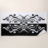 Elegant Black & White Abstracte Harlequin Style Strandlaken (Voorkant)