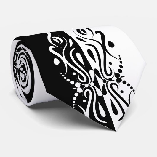 Elegant Black & White Abstracte Harlequin Style Stropdas (Opgerold)