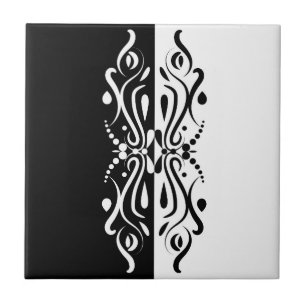 Elegant Black & White Abstracte Harlequin Style Tegeltje
