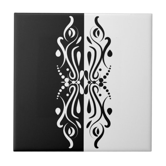 Elegant Black & White Abstracte Harlequin Style Tegeltje (Voorkant)
