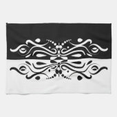 Elegant Black & White Abstracte Harlequin Style Theedoek (Horizontaal)