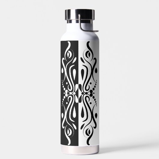 Elegant Black & White Abstracte Harlequin Style Waterfles (Links)
