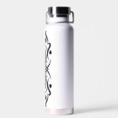 Elegant Black & White Abstracte Harlequin Style Waterfles (Achterkant)