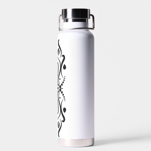 Elegant Black & White Abstracte Harlequin Style Waterfles (Achterkant)