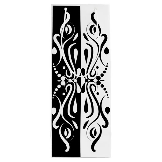 Elegant Black & White Abstracte Harlequin Style Wijn Cadeautas (Achterkant)