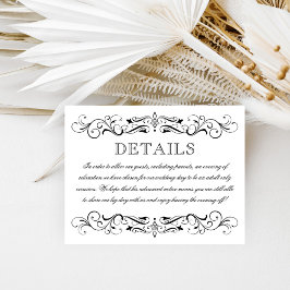 Elegant Black White Adult Only Wedding Reception Informatiekaartje