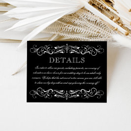 Elegant Black White Adult Only Wedding Reception Informatiekaartje