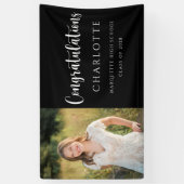 Elegant Black White Afstuderen Photo Banner (Verticaal)