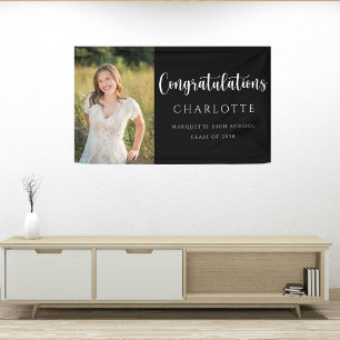Elegant Black White Afstuderen Photo Banner