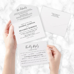Elegant Black & White All in One Wedding Invite All In One Uitnodiging