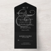 Elegant Black White Ampersand Calligraphy Wedding All In One Uitnodiging (Binnen)