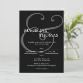 Elegant Black White Ampersand met Photo Wedding Kaart (Staand voorkant)