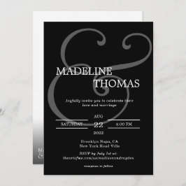 Elegant Black White Ampersand met Photo Wedding Kaart