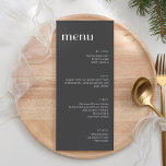 Elegant Black White Art Deco Tall Dinner Menu<br><div class="desc">Minimalistisch Elegant Art Deco Wedding Tall Dinner Menu in Black and White</div>