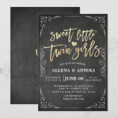 Elegant Black White Baby shower Sweet Little Twins Kaart (Voorkant / Achterkant)