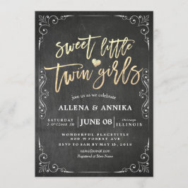 Elegant Black White Baby shower Sweet Little Twins Kaart