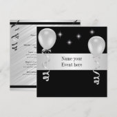 Elegant Black White Balloons Special Event Kaart (Voorkant / Achterkant)