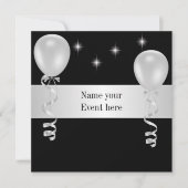 Elegant Black White Balloons Special Event Kaart (Voorkant)