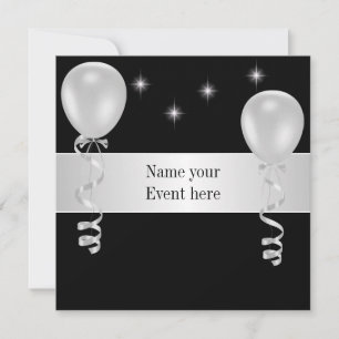 Elegant Black White Balloons Special Event Kaart