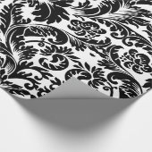 Elegant Black & White Baroque DamasPatroon Cadeaupapier (Hoek)