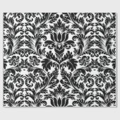 Elegant Black & White Baroque DamasPatroon Cadeaupapier (Vlak)