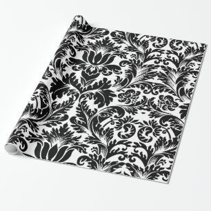 Elegant Black & White Baroque DamasPatroon Cadeaupapier