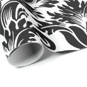 Elegant Black & White Baroque DamasPatroon Cadeaupapier (Rol Hoek)