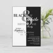 Elegant Black & White Birthday Party Kaart (Staand voorkant)