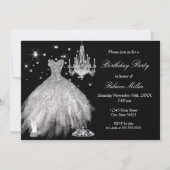 Elegant Black White Birthday Party Silver Heels Kaart (Voorkant)