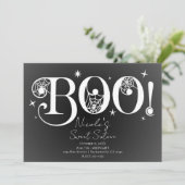 Elegant Black White BOO Magical Halloween Sweet 16 Kaart (Staand voorkant)