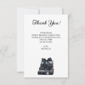 Elegant Black & White Book Themed Bridal Shower  Bedankkaart (Achterkant)