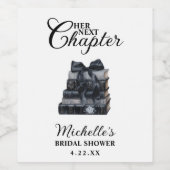 Elegant Black & White Book Themed Bridal Shower  Wijn Etiket (Enkel label)