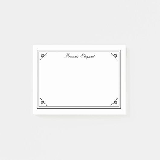 Elegant Black White Border Aangepaste notities Post-it® Notes (Voorkant)